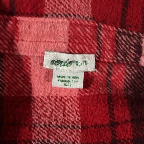 Aerie Plaid Red Oversized Flannel Shirt - Picture 2 of 9